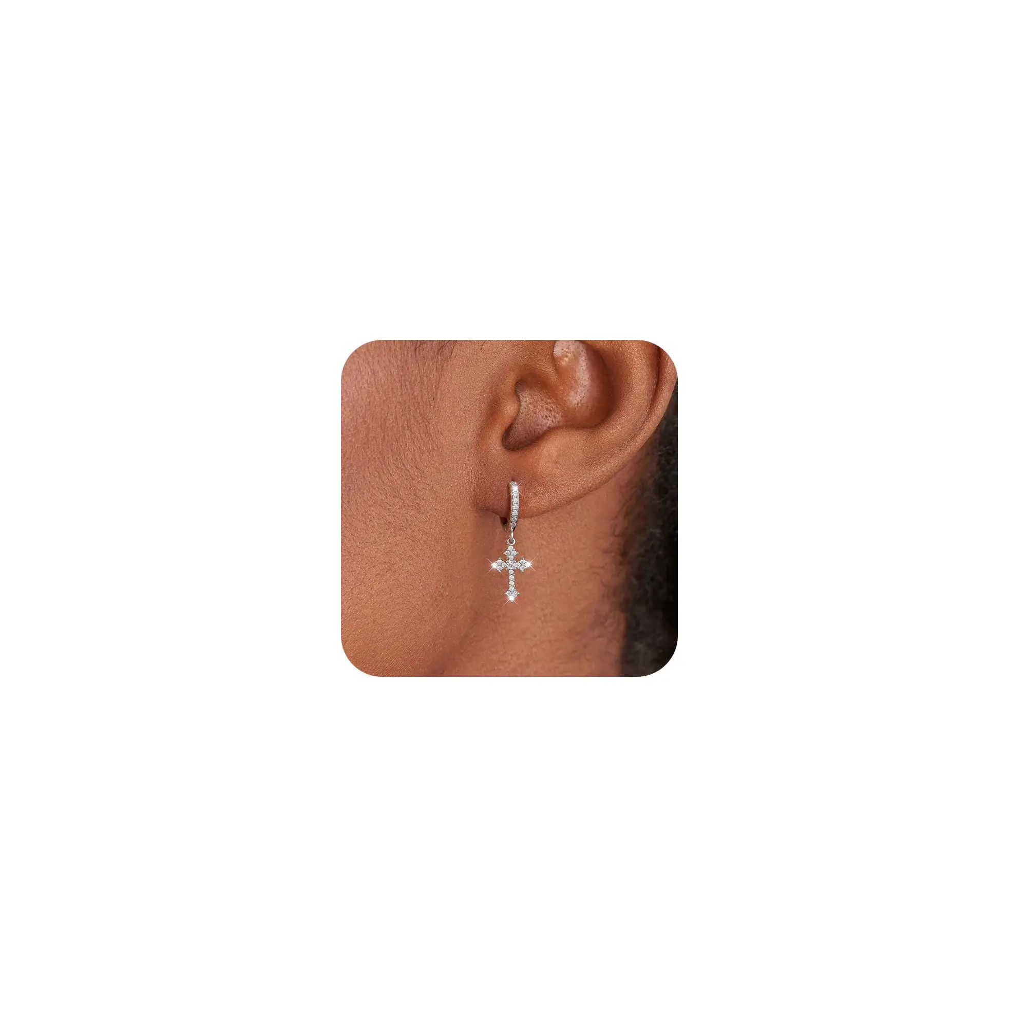 

Dainty Cross Drop Dangle Earrings For Women - Lightweight Cartilage Huggie Hoop Earrings - Simple Trendy Jewelry