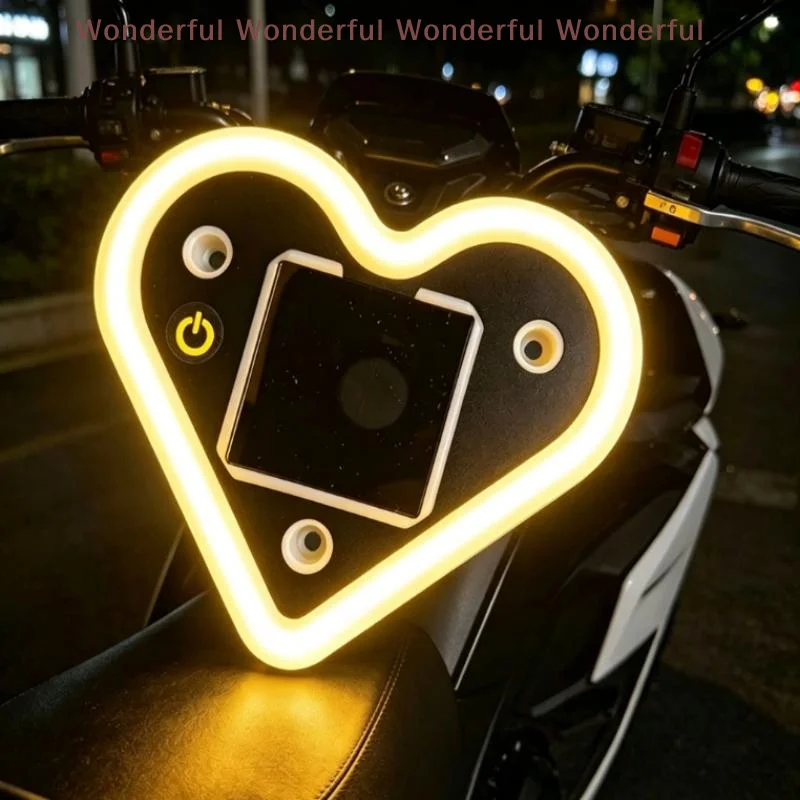 Love Heart Solar LED Atmosphere Light For Car Triangle Window Outdoors Warning Light Decoration Neon Lamp