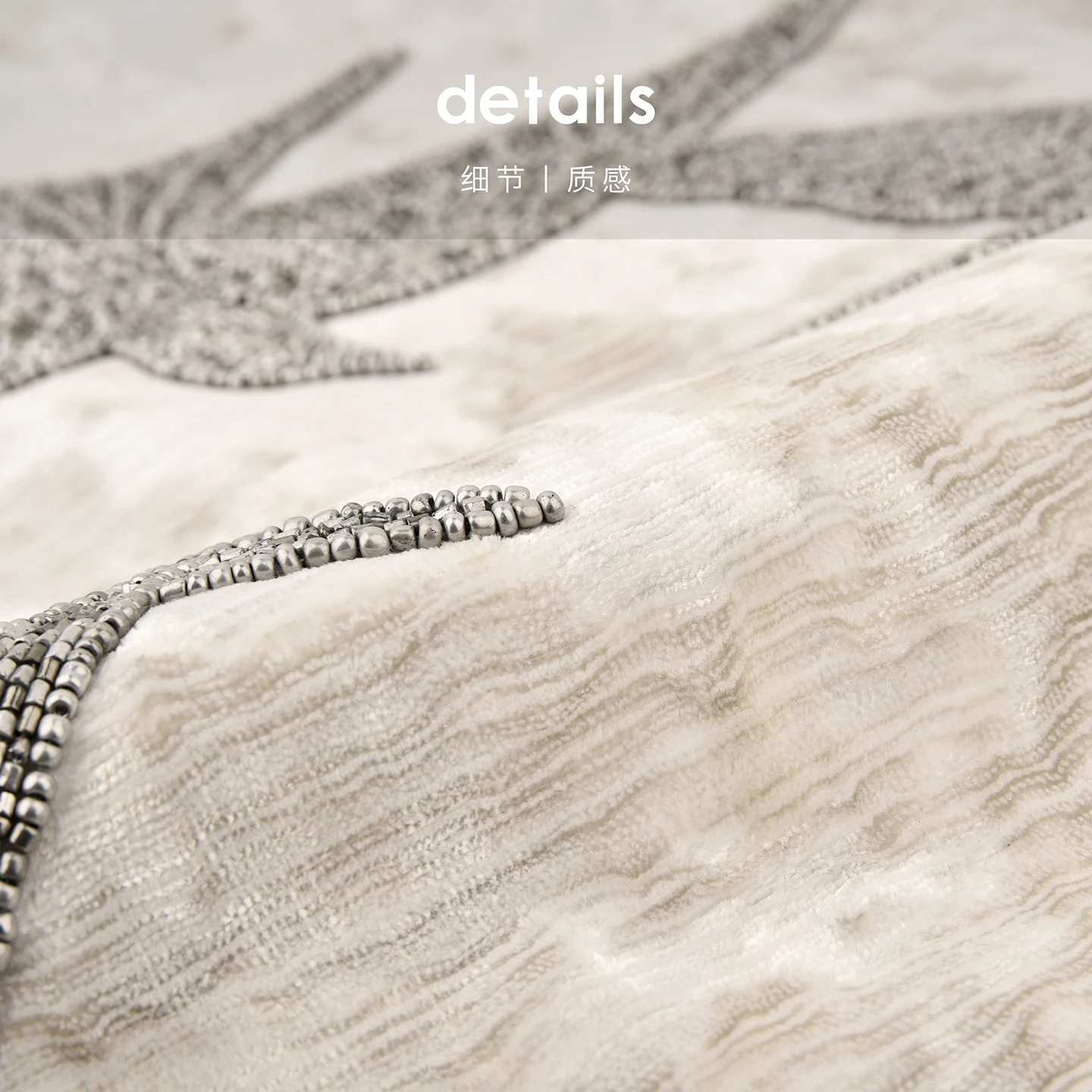 Modern Velvet Woven Portable Chinese-Style Bed Cushions Light Luxury Villa Showroom Snow-White Hand-Beaded Swallow Sofa