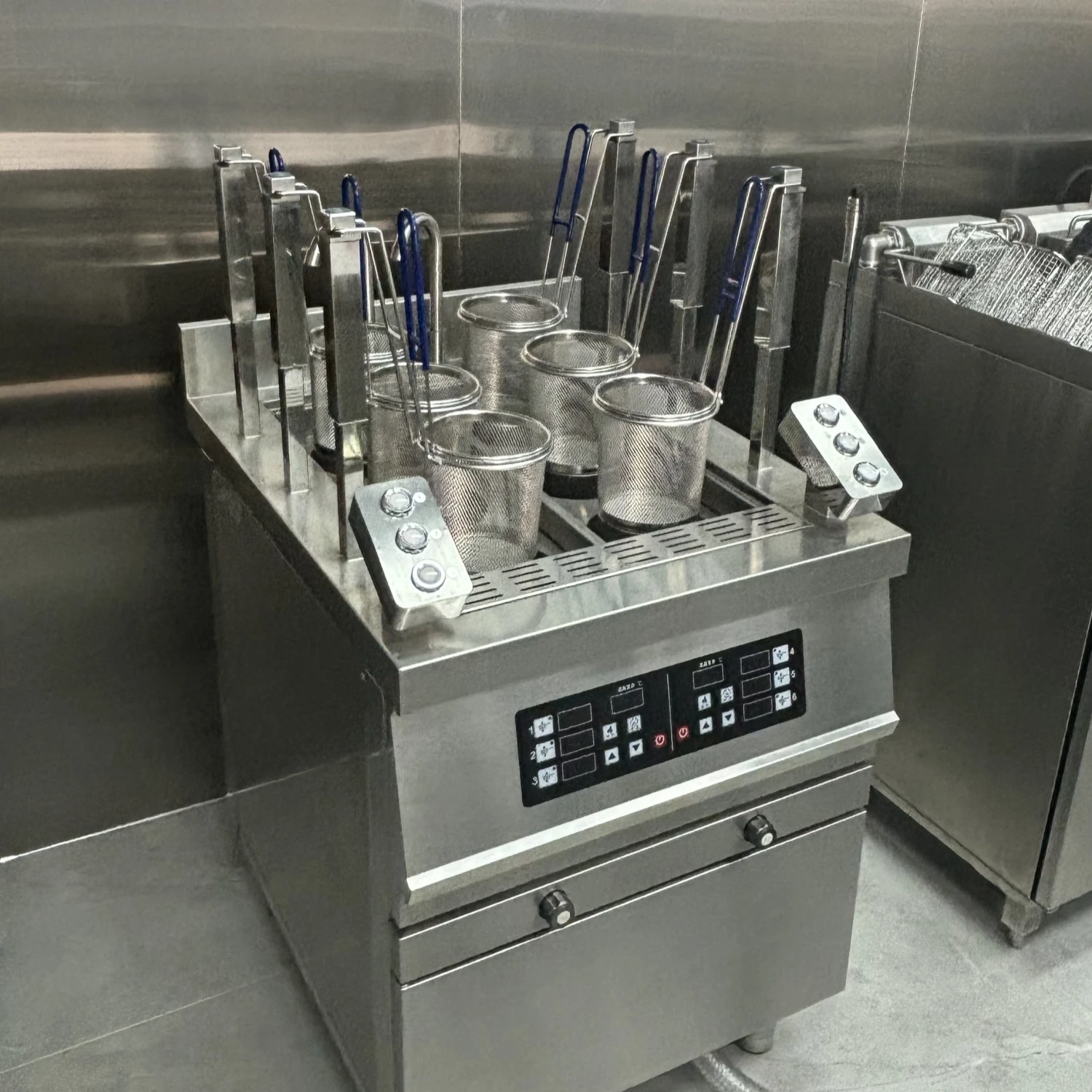 Auto Lift Electric Stainless Steel Pasta Cooker Noodle Boiler Commercial 6 Hole with Cabinet for Sale