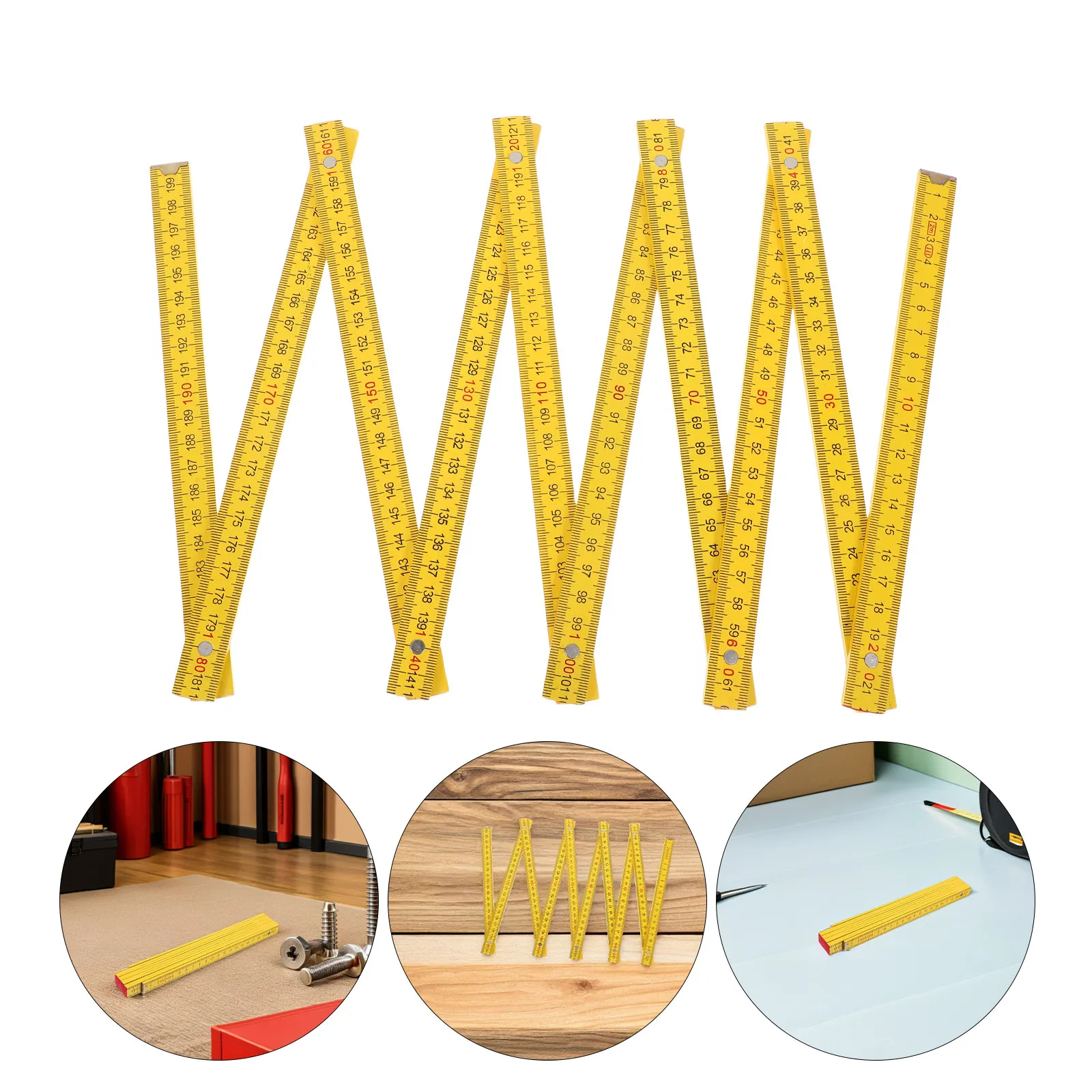 Wooden Double Sided Folding Ruler 2 Meter Precision Carpentry Measuring Tool Foldable Meter Stick for Woodworking Classroom