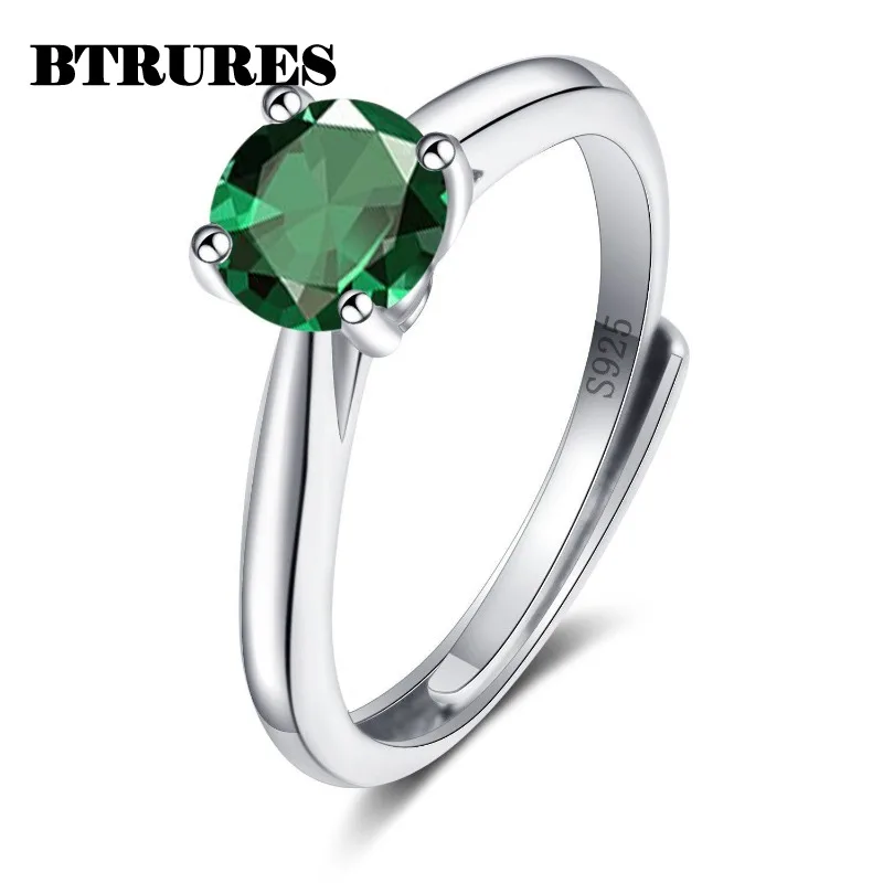 925 Sterling Silver Adjustable Purple Zircon Open Ring