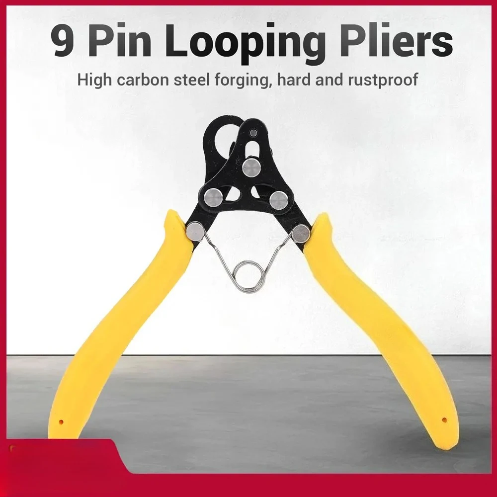 9 Pin Looping Pliers Looping Pliers Tool 2.25mm One Step Looper for 18-26 Gauges Craft Wire Golden Silver Copper Iron Winding view 2