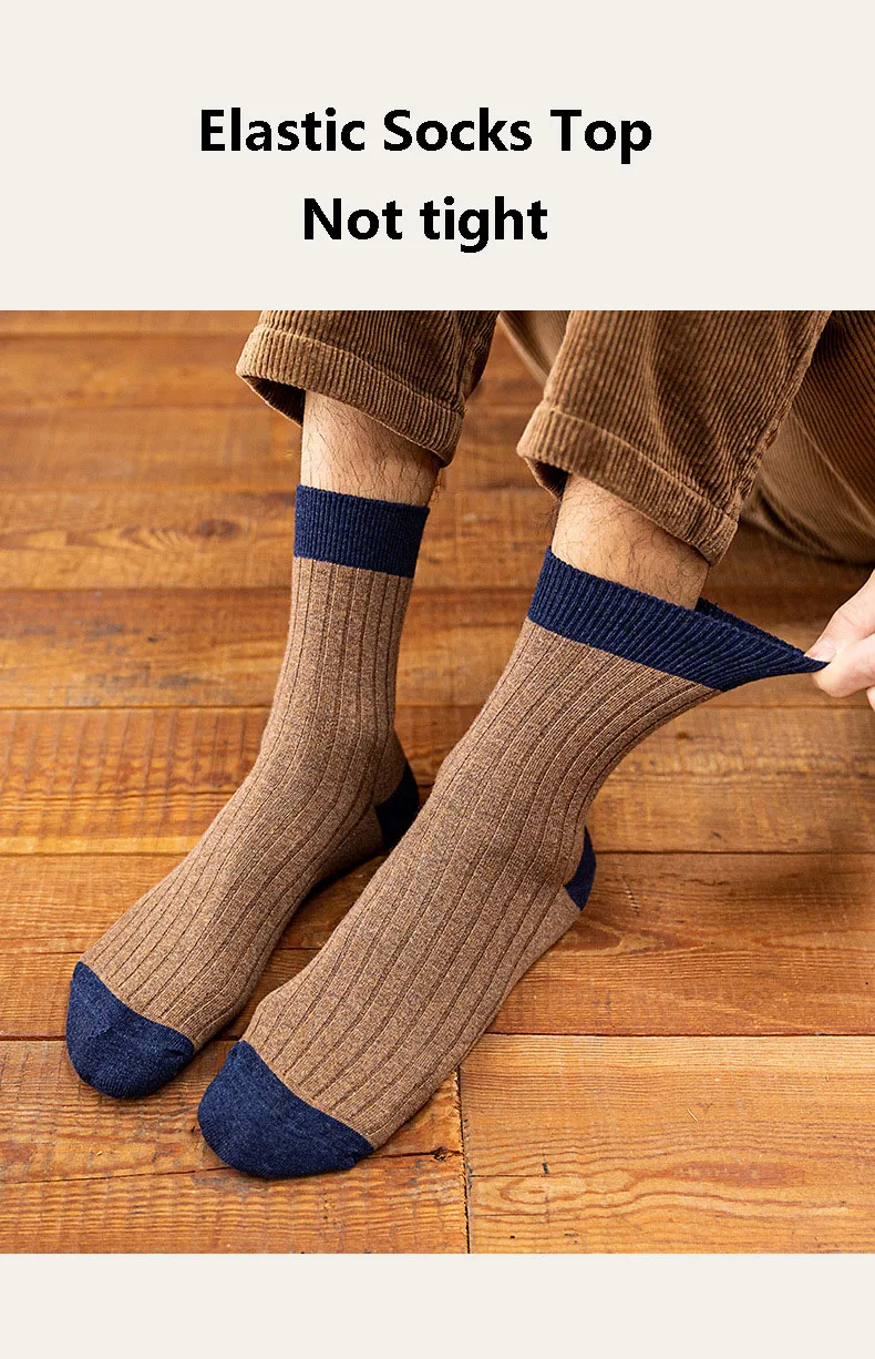 5 Pairs Hot Retro Cotton Socks Men's Mid-tube Business Sock Fashion Patchwork Casual Anti-odor Autumn Winter Warm Socks Harajuku
