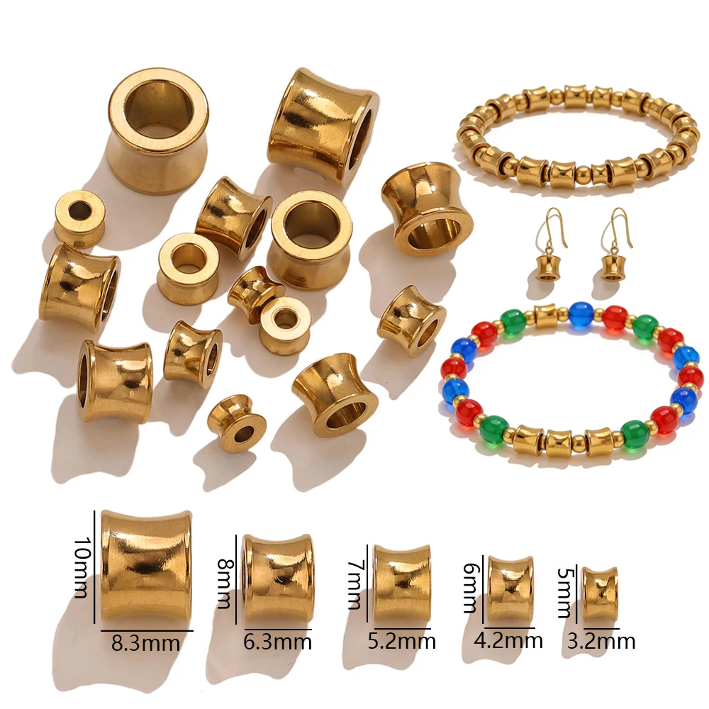

20PCS Big Hole Spacer Beads 18K Gold Stainless Steel DIY Necklace Earring Bracelet Jewelry Making Separators Supplies Wholesale