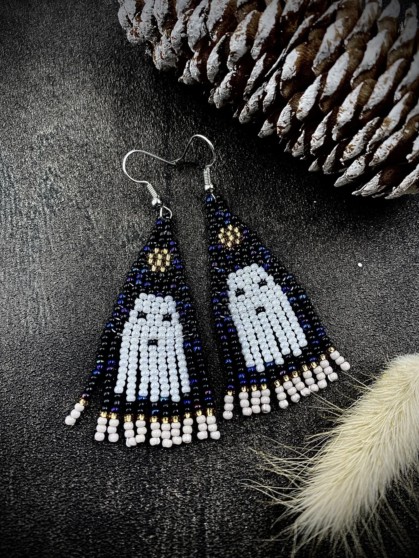 Halloween Earrings  Hand knitting  Beading  tassels  skull  Pumpkin  ghost  castle  Funny  alloy  ma'am  Rice Bead Earrings