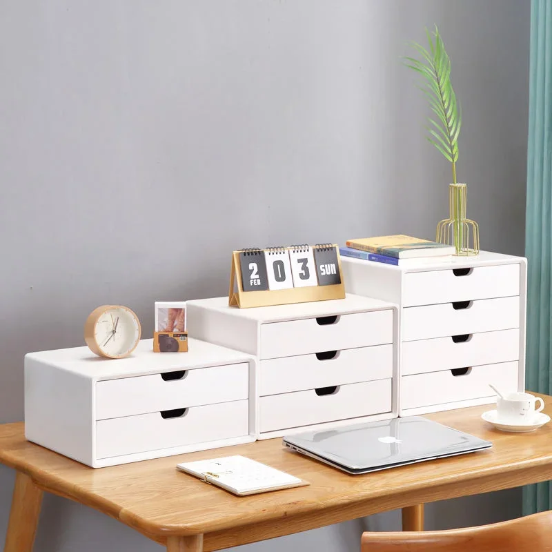 Solid Wood Desktop Storage Drawer Multi-layer Cabinet Office A4 Paper Box Nordic Style Functional Office Organizer Sleek Design