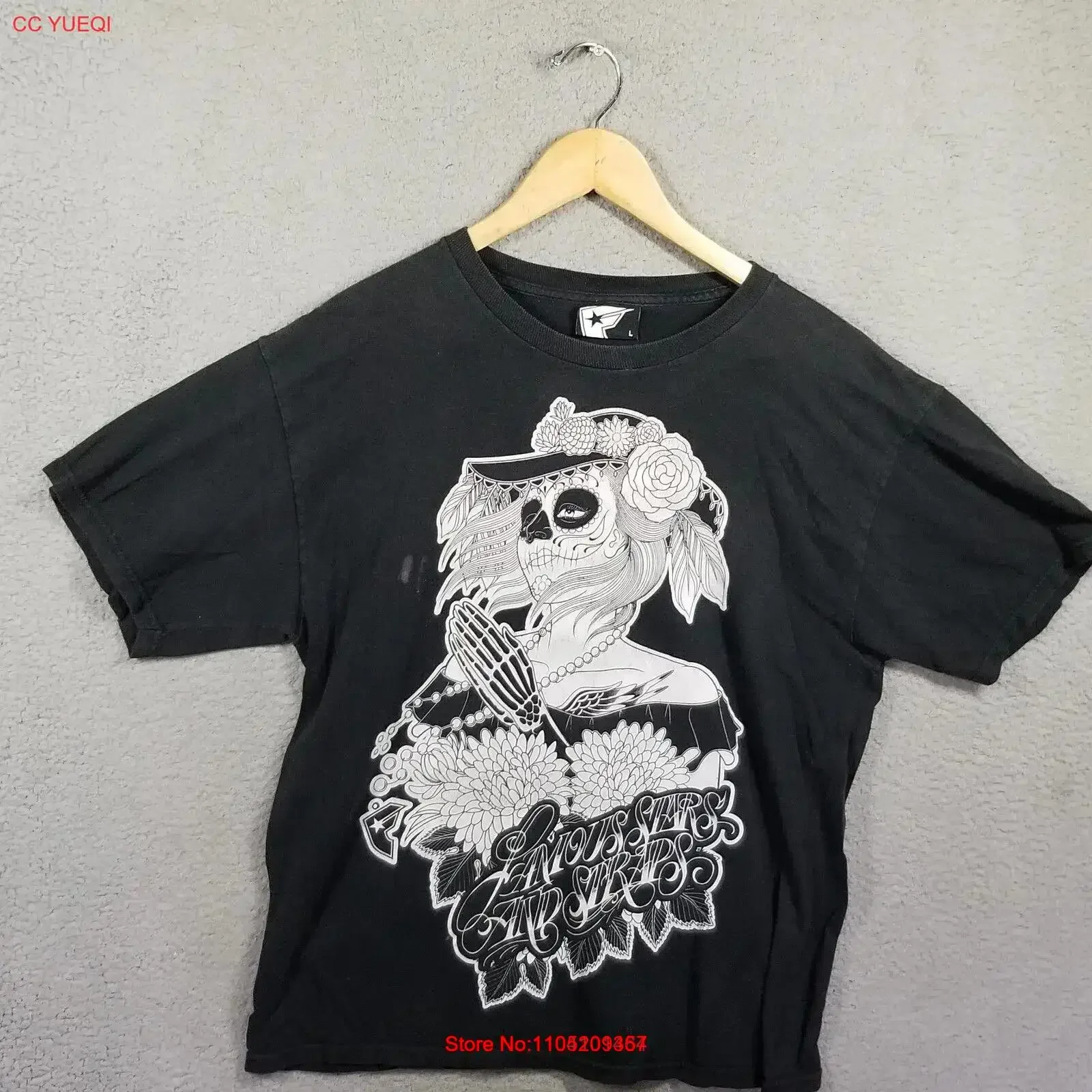 النجوم والأشرطة الشهيرة تي شيرت الرجال يوم كبير من الموتى ضياء دي Muertos Y2K خمر غسلها عادية الرسم تنفس الموضة