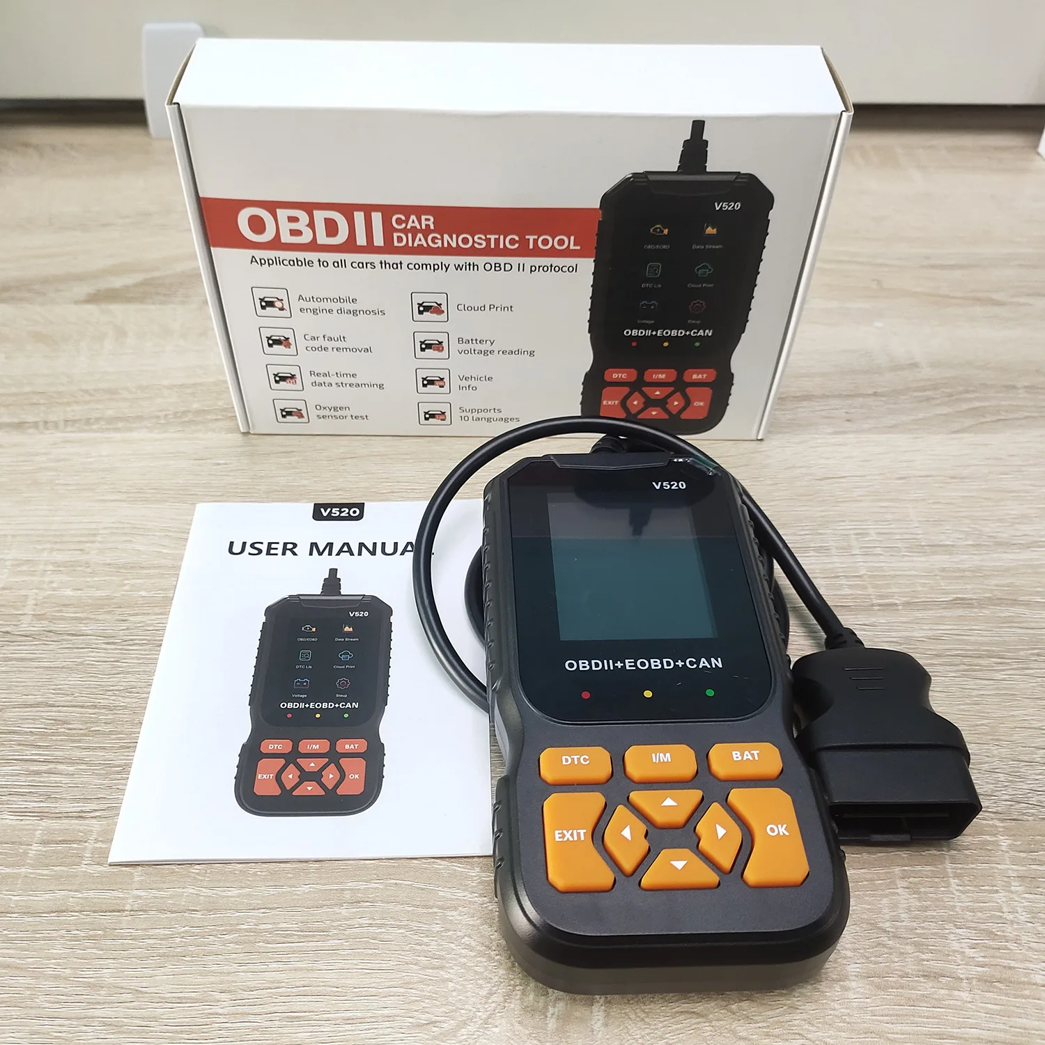 V520 OBD2 Universal Car Scanner Diagnostic Tool Obd2 Multi-language Car Voltage Tester Engine Fault Car Code Reader Obd Tools