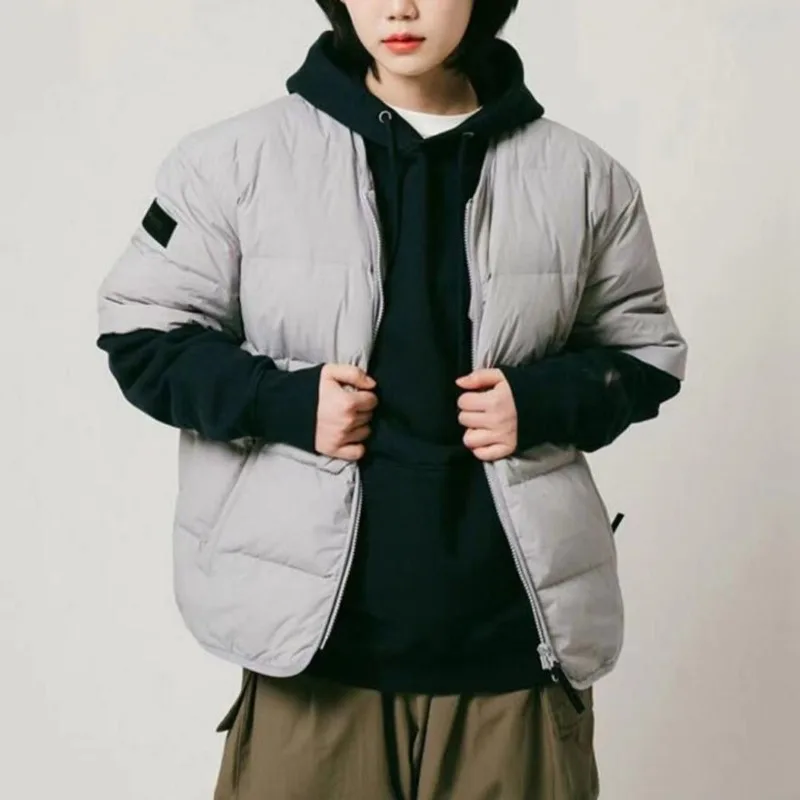 اليابانية زوجين قصيرة الأكمام القطن وسادة مبطنة لخريف شتاء جديد دافئ ياقة سستة سترة سترات الرجال ملابس خارجية عصرية #3