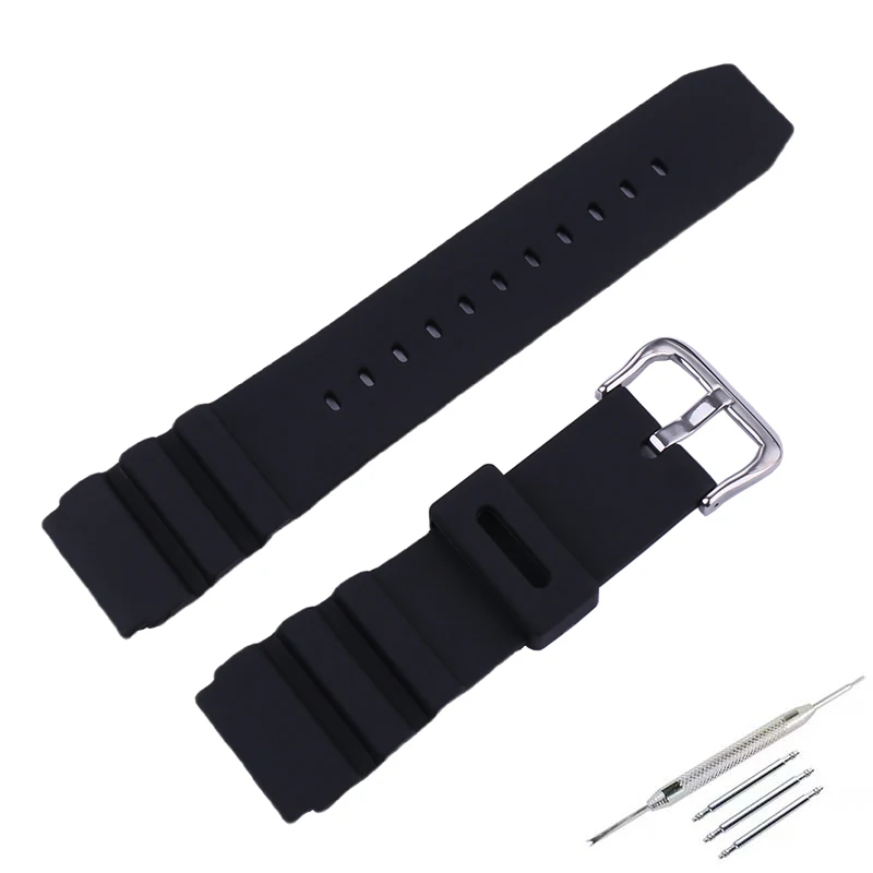 22MM Men's silicone watch band compatible for Casio Swordfish MDV-106 107 MTP-VD01 watch strap women's rubber sport Wristband