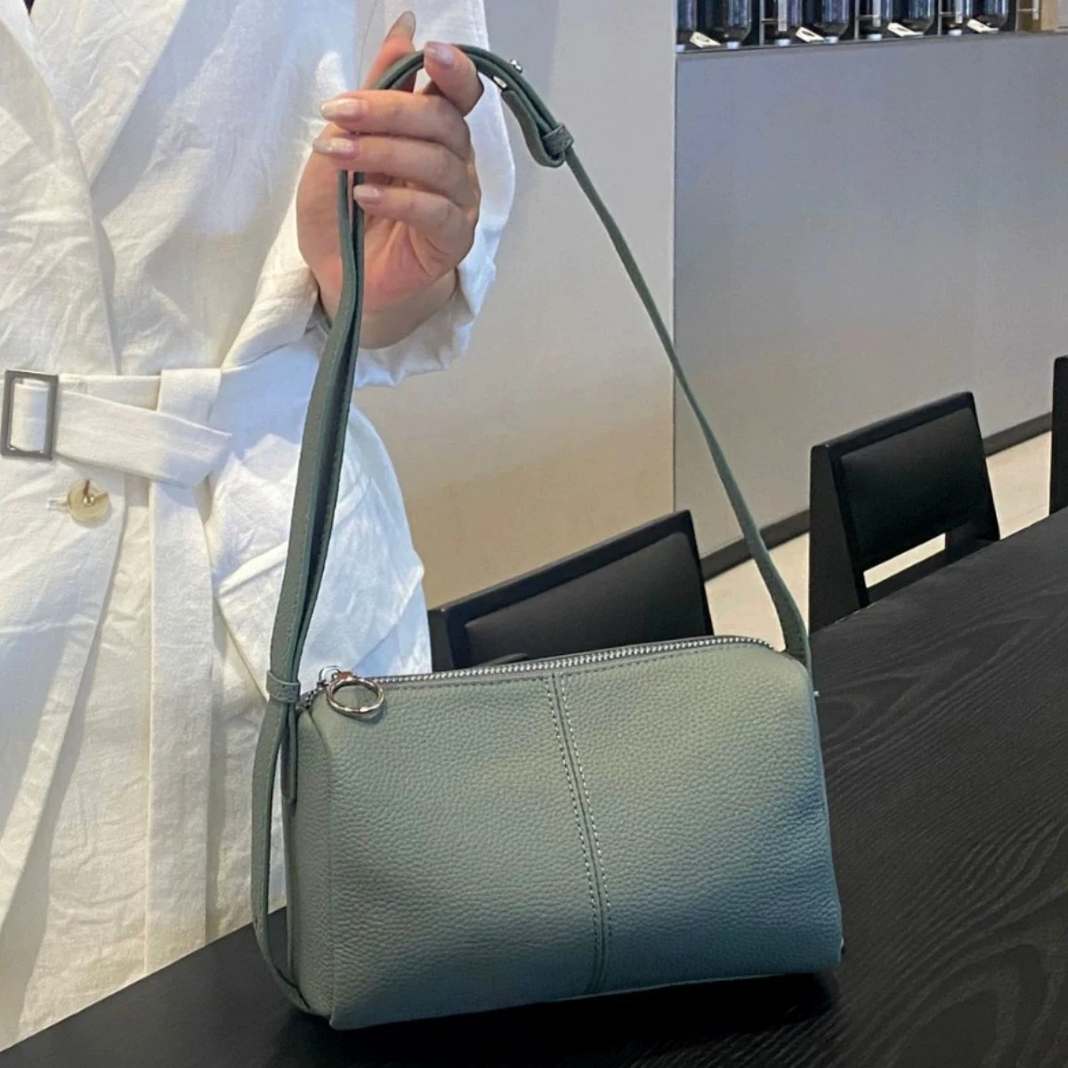 

Женская сумка-кроссбоди из натуральной кожи, мини-сумка-подушка из тогского воловьего кожи, летняя повседневная маленькая сумка через плечо для телефона