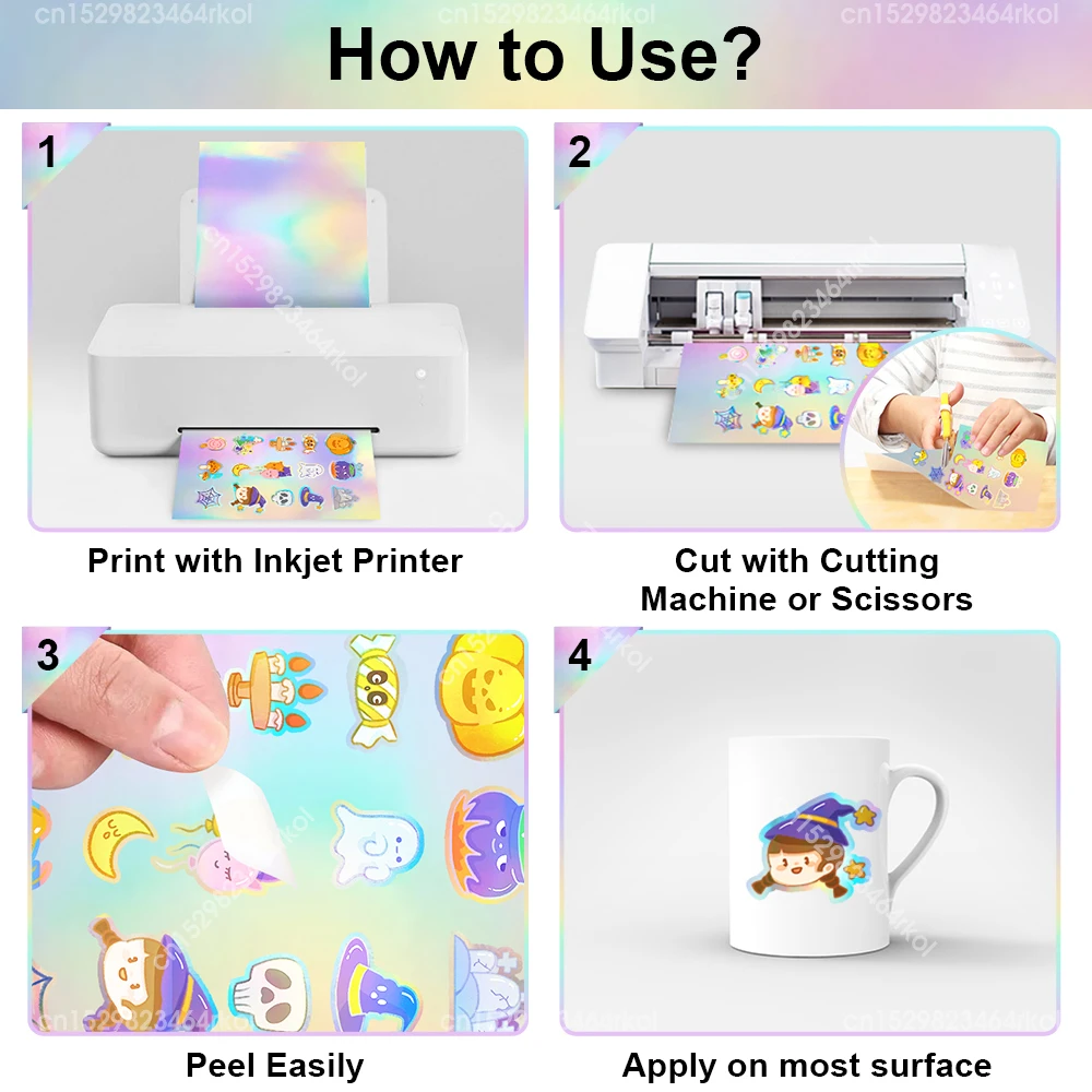 10 Sheets A4 Printable Vinyl Sticker Paper Matte Self-Adhesive Copy Paper Waterproof for Inkjet Printer DIY Decals Gift Crafts