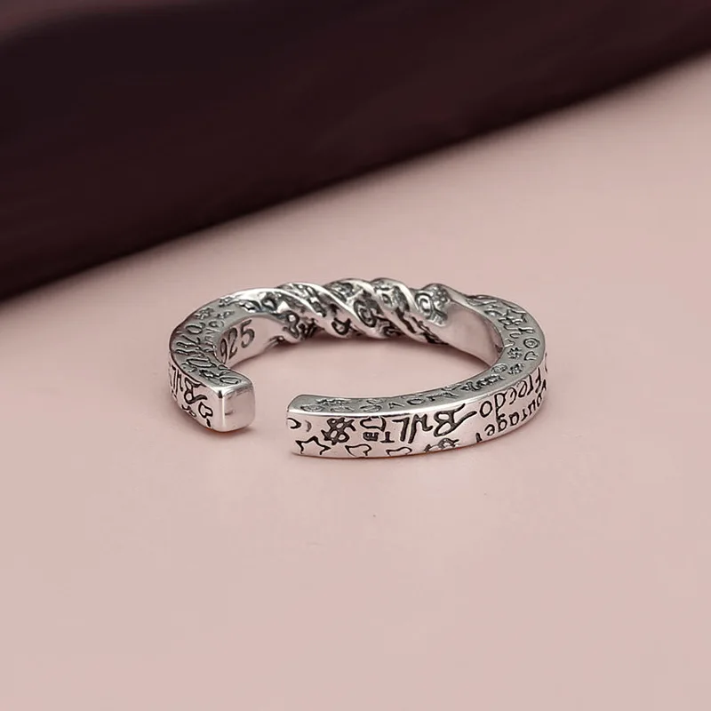 2023 New Arrival Retro Style Twist Graffiti Thai Silver Ladies Party Ring Jewelry For Women Wholesale Gifts Never Fade