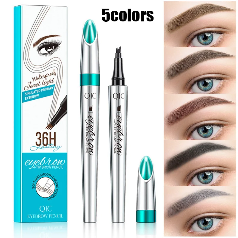 Ultra-Fine Liquid Eyebrow Tattoo Pencil 4 Forks Eye Brow Styling Marker Waterproof Microblading Eyebrow Pencil Makeup Cosmetics