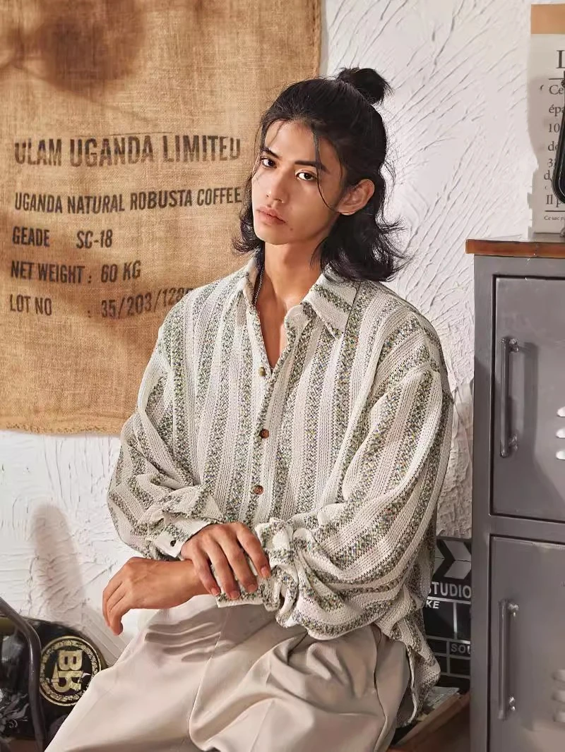 

Мужская демисезонная куртка в ретро-японском стиле с полосками и вырезами, модная, осенне-весенняя, стильная, от Haome Sle