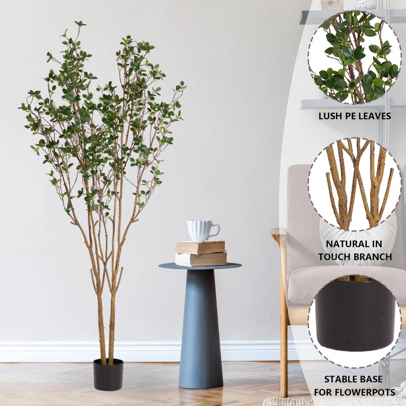 Faux Black Olive Tree 160Cm Tall Artificial Indoor Tree With Natural Trunk And Realistic Leaves For Home Or Office Decor 1Pc/S