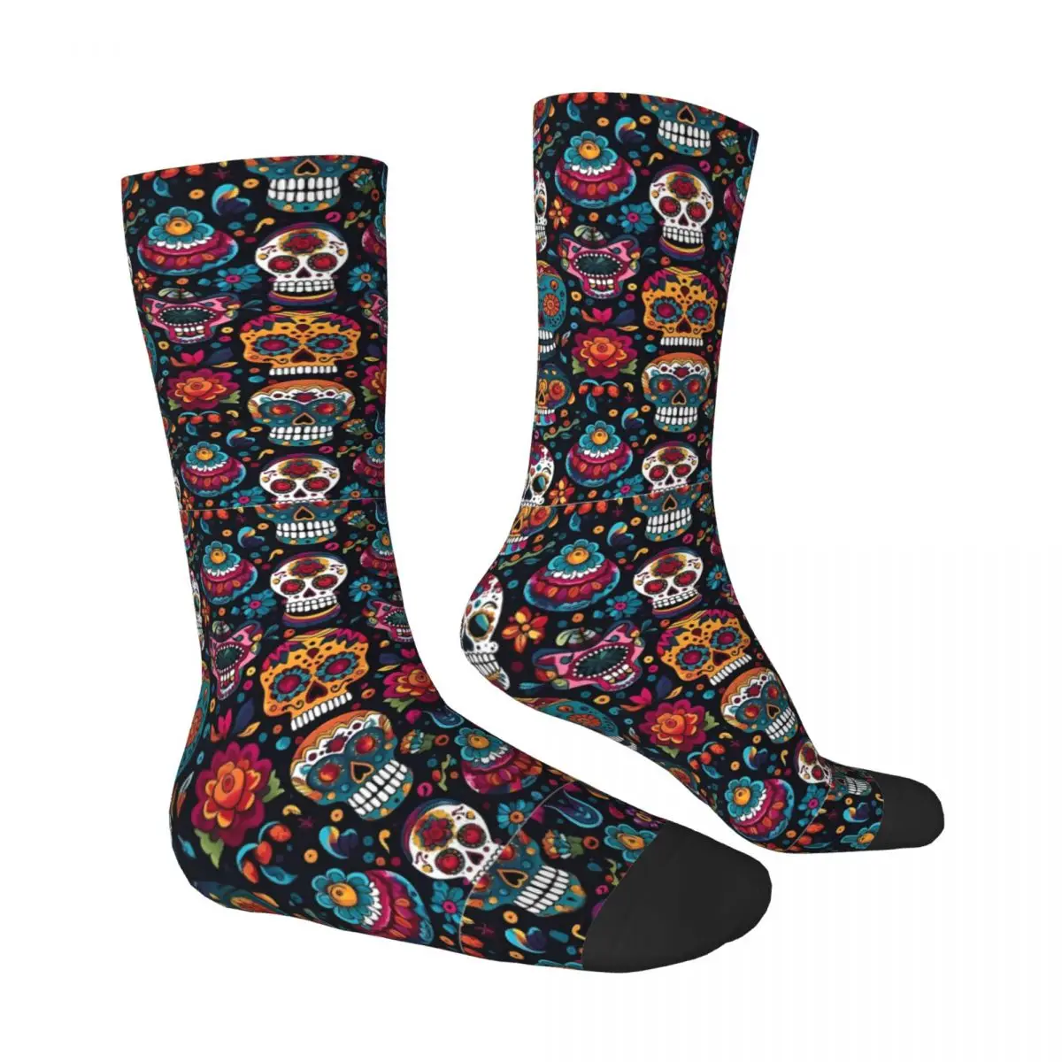 Day Of The Dead Stockings Colorful Sugar Skull and Flower Patterns Festive Celebration Socks Spring Anti-Slip Socks Couple Socks