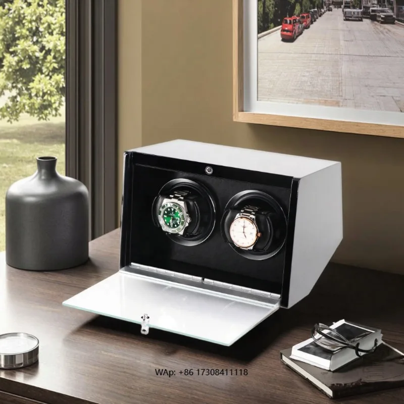 Small Automatic Mechanical Watch Winder Vertical Winding Lacquered Wood Watch Shaker Storage Box Home Use
