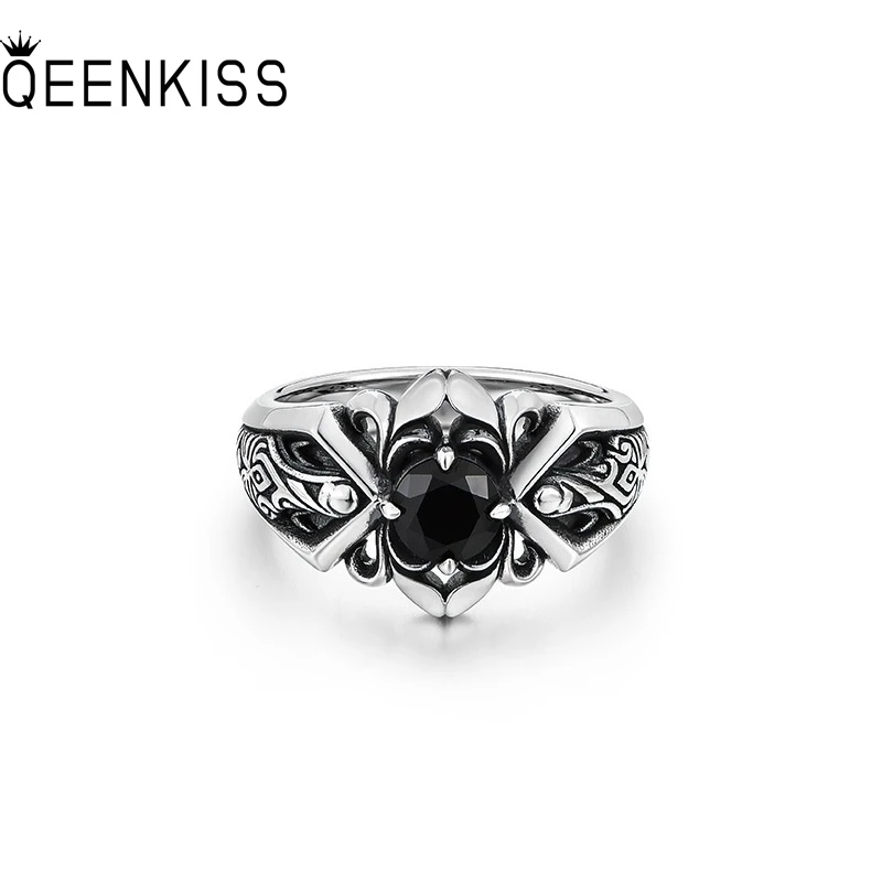 

QEENKISS 925 Sterling Silver Vintage Open Rings for Men Birthday Wedding Party Christmas Groom Father Boyfriend Gifts RG7093