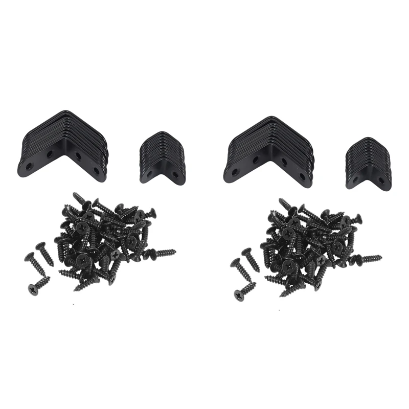 

40 Pcs Black L Brackets 90 Degree Angle Joint Bracket Fastener For Wood Chair Bookshelf Board Window Furniture Cabinet