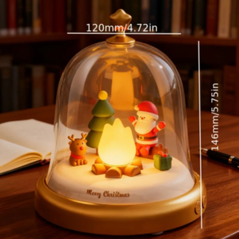 

Мини-лампа в форме пламени для музыкальной атмосферы, новый дизайн музыкальной шкатулки, поддержка зарядки, встроенная музыка, подходит для рождественских подарков