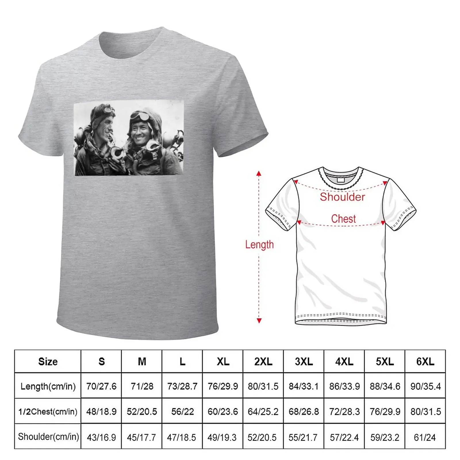 Edmund Hillary Tenzing Norgay After Everest Ascent 1953 T-Shirt cute tops anime mens cotton t shirts