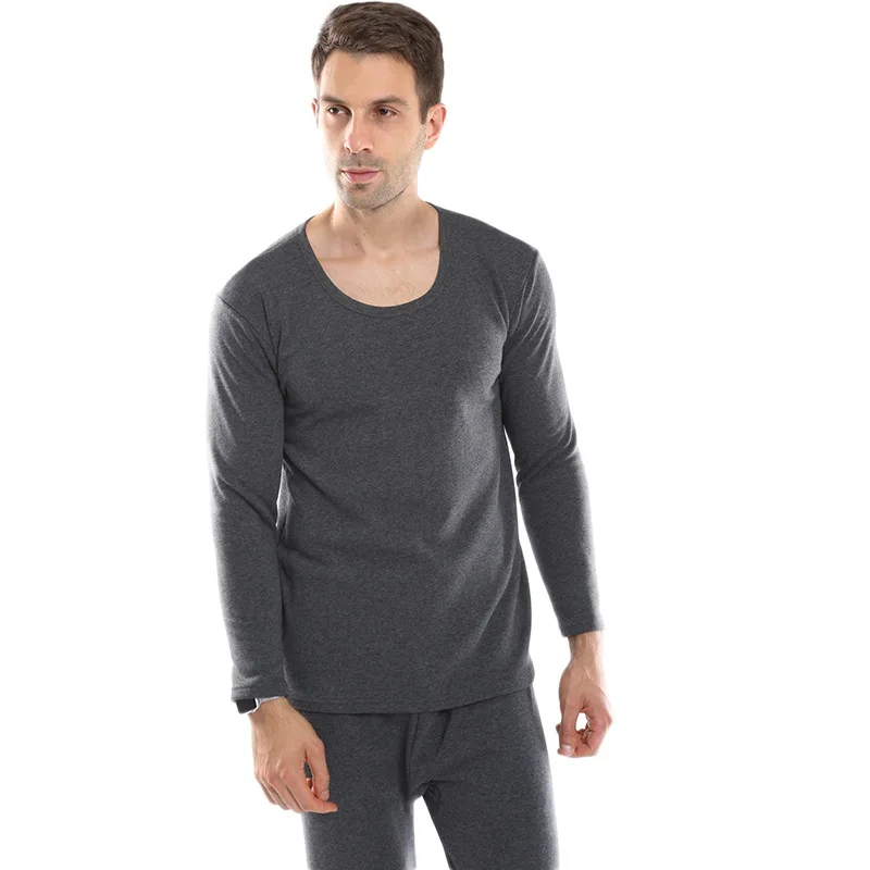 Winter Long Sleeve Thermal Underwear Tops Thick Fleece Tshirt Men Warm Large Size Big 7XL 8XL Black Loose Underwear T-Shirt