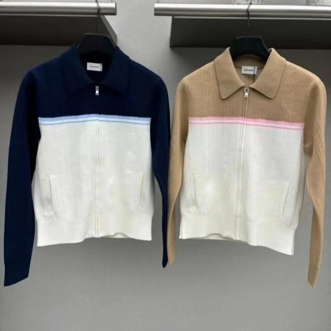 Women's Golf Jacket 2026 Fall New Korean Style Knitted Color Block Letter Print Casual Versatile Long Sleeve Sports Outdoor Soft