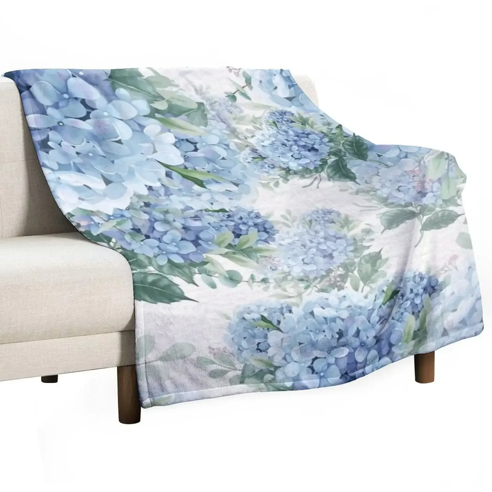Blue hydrangeas Throw Blanket Sofas Soft Big Heavy Thermals For Travel Plush Hair Blankets
