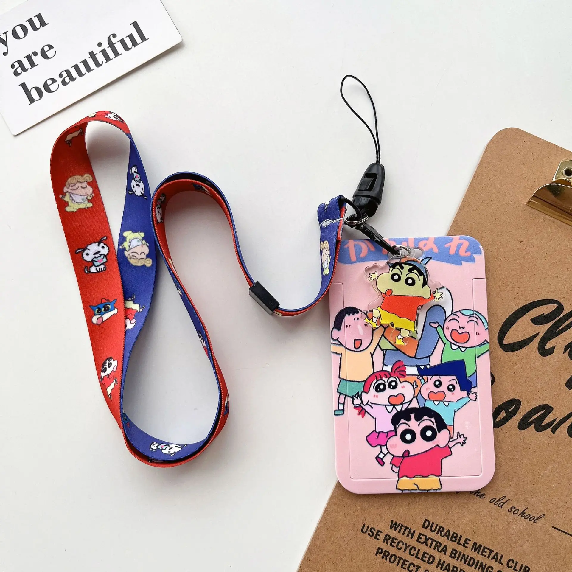 أنيمي تلوين شين تشان حاملي بطاقات الكرتون حبل طويل شارة حامل بطاقة معرف بطاقة الطالب واقية قلادة المفاتيح الهدايا #6