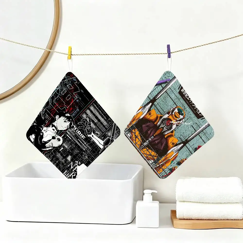 Anime Classic E-evangelion Polyester Cotton Hand Wiping Towel, Hanging Towel, Quick Dry for Kitchen Bathroom Daily Supplies