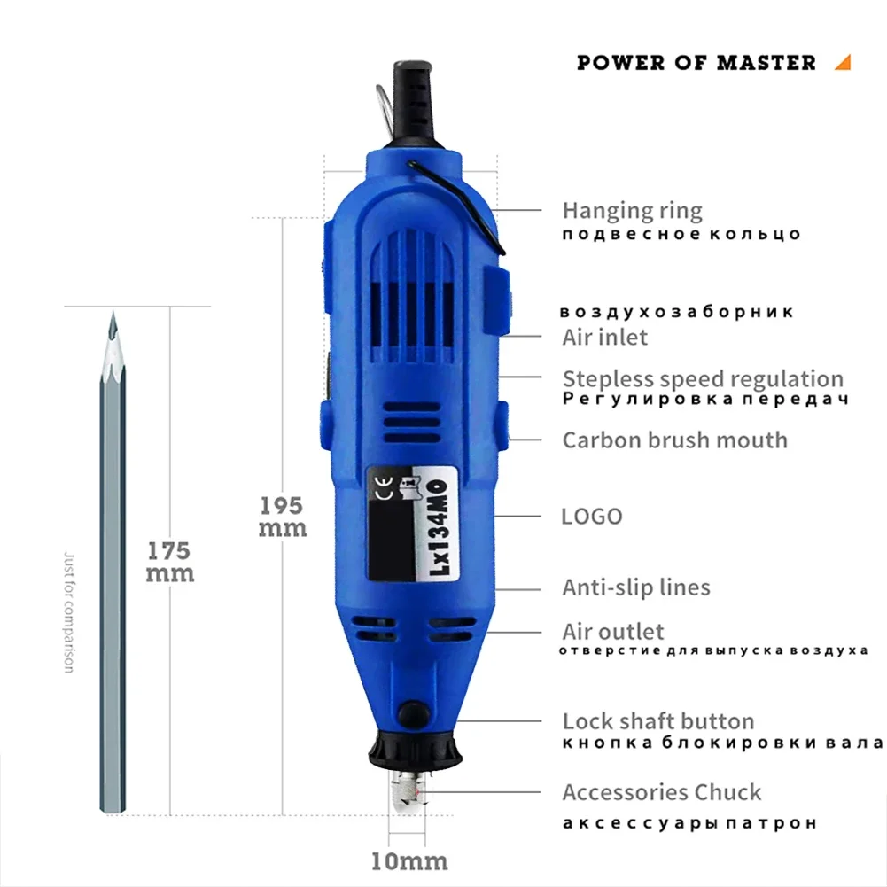 110V 220V Power Tools Electric Mini Drill  Grinder Engraver Polisher with Rotary Tools Set Kit