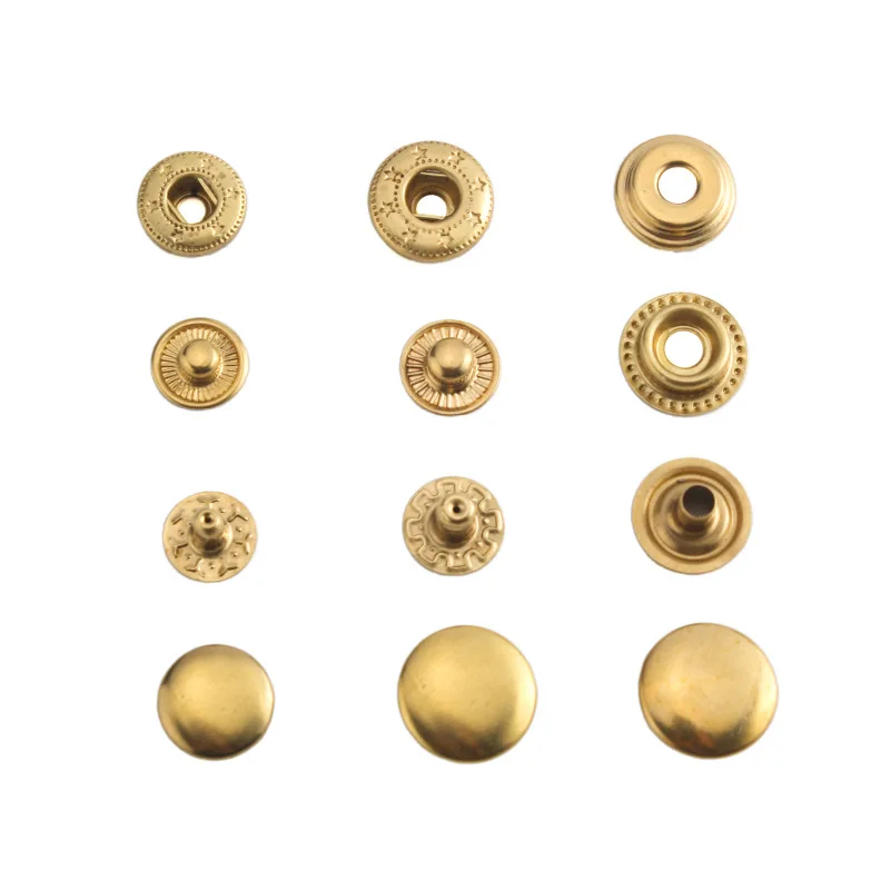 50sets Metal Brass Press Studs Sewing Button Snap Fasteners Sewing Leather Craft Clothes Bags Handmade DIY 831/633/201 Snaps