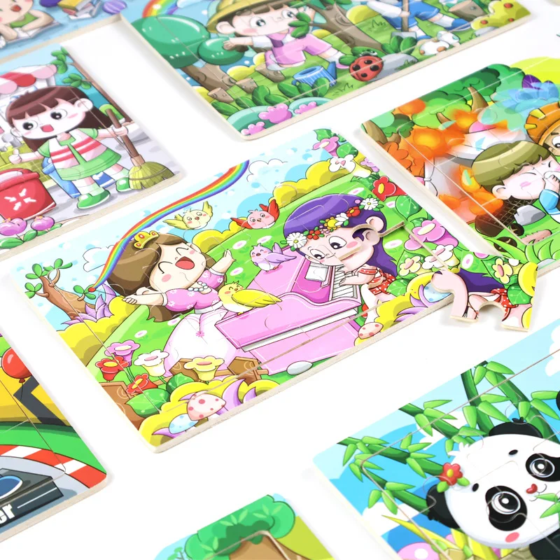 ปริศนาไม้ 12 ชิ้น, การ์ตูนไดโนเสาร์สัตว์สำหรับเด็ก, ปริศนาเครื่องบินไม้, ของเล่นเสริมพัฒนาการเด็กเล็ก