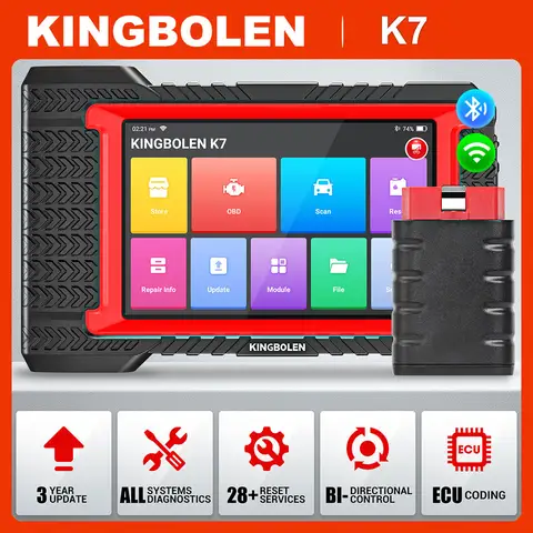 KINGBOLEN K7 OBD2-Scanner Bluetooth: 3 Jahre Fr-ee-Update, 2025, bidirektionales Scan-Tool mit ECU-Codierung, ab 31 Resets, FCA AutoAuth