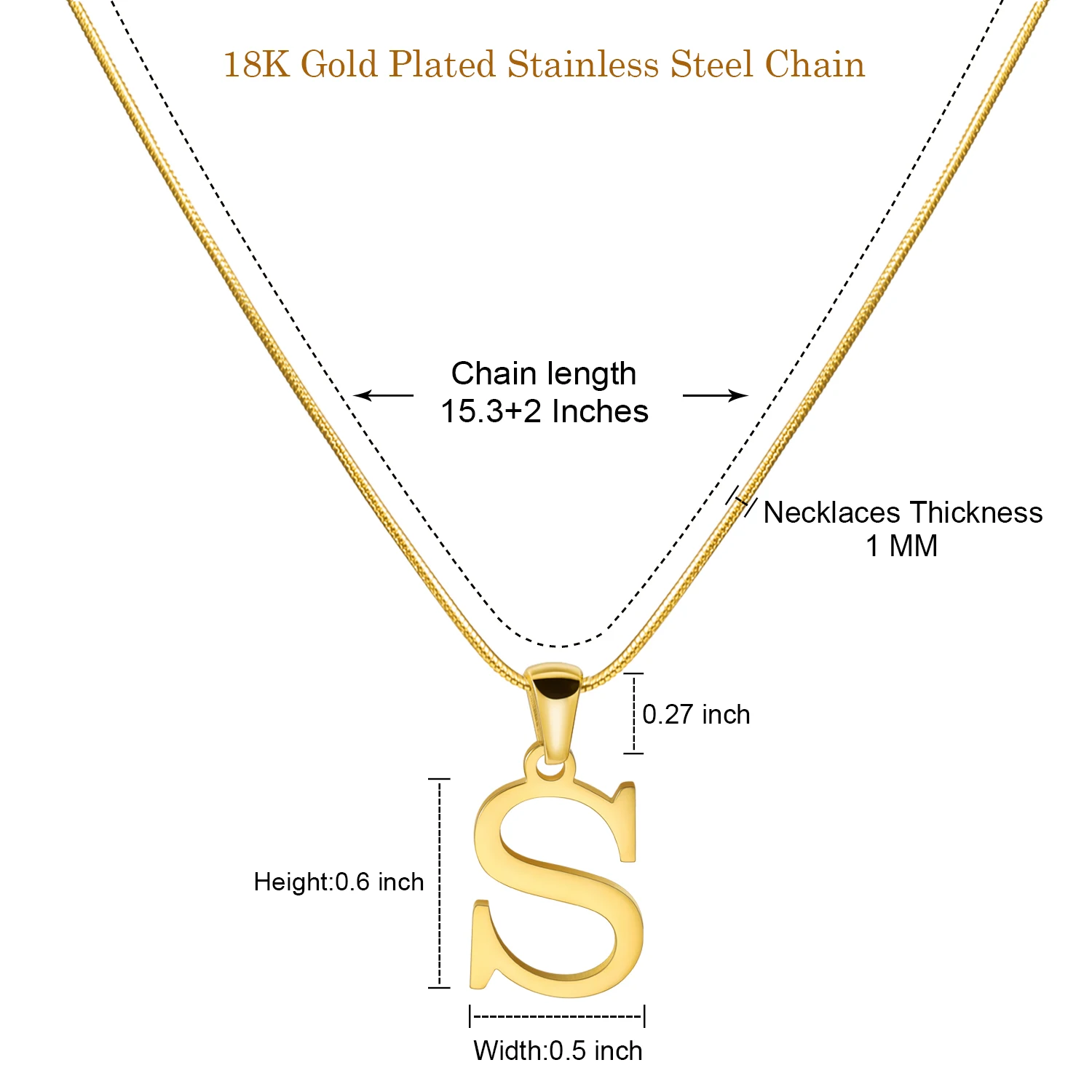 Personalised Stainless Steel Men\'s and Women\'s Necklaces 18K Gold Initials Fashion Jewellery Necklaces,Women\'s Fine Gifts