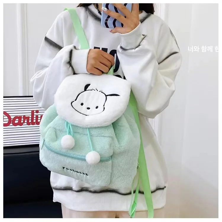 Sanrio Series Cute Embroidery Kuromi Hello Kittleplush Backpack Student Large Capacity Backpack Soft Girl Backpack Ins Style