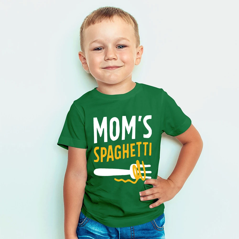 

Mom's Spaghetti Kids Shirt Toddler Short Sleeve T-shirt Boy Girl Clothes Kid Birthday Gift Tee Child Outfits Children T-shirts