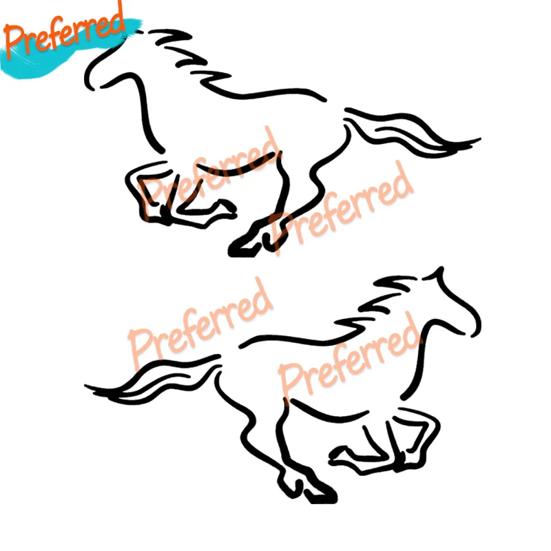 2x JDM RUNNING HORSE OUTLINE Car Truck Sticker Window Decal Best Gift - Customizable in Any Sticker Size -No Background