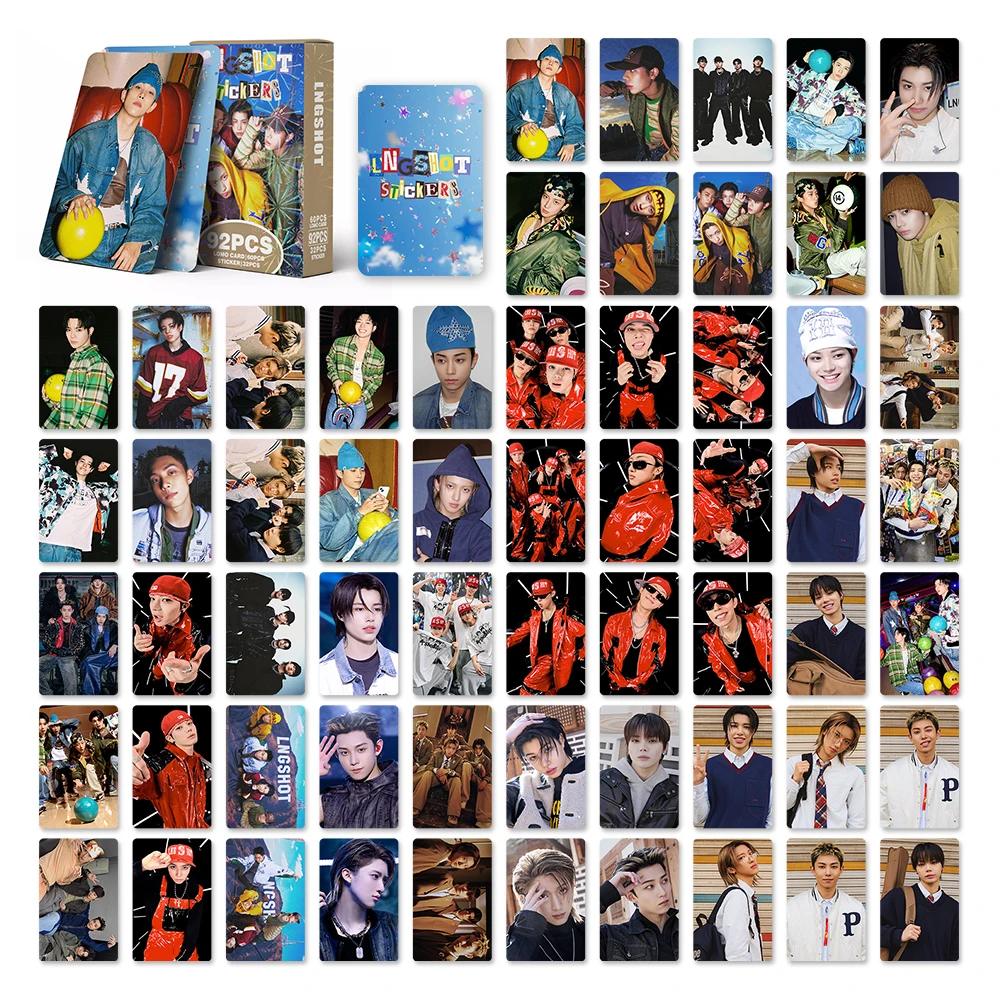 60+32PCS/SET NEW KPOP LNGSHOT,Hip-hop,Debut Album SHOT CALLERS,Moonwalkin',Ohyul,Ryul,Louis,Woojin,Photocard,Stickers,LOMO Cards