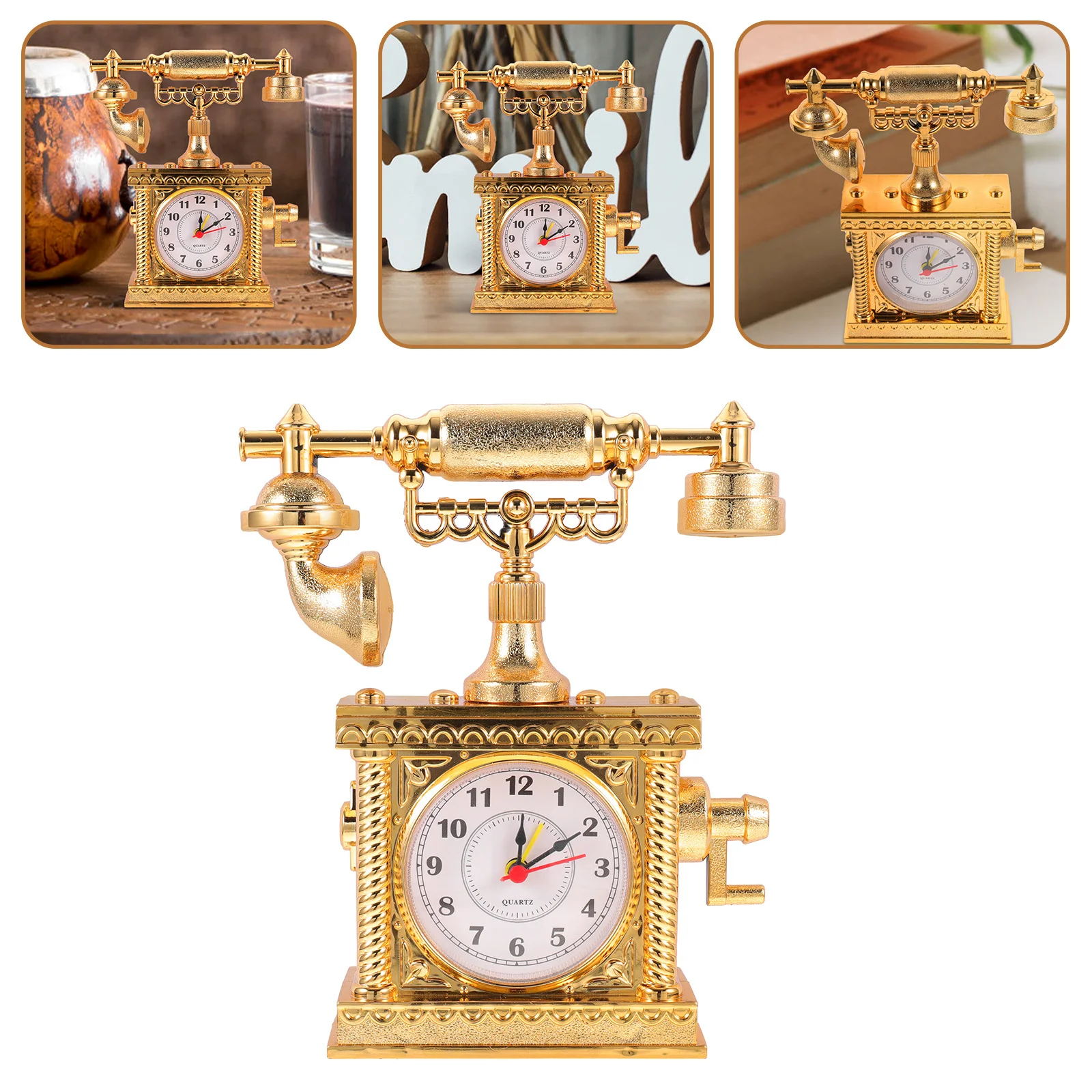 ساعة هاتف ريترو Abs هاتف عتيق للعب الأدوار التفاعل مكتب التعلم ديكور ديكور مكتب المنزل صغير #1