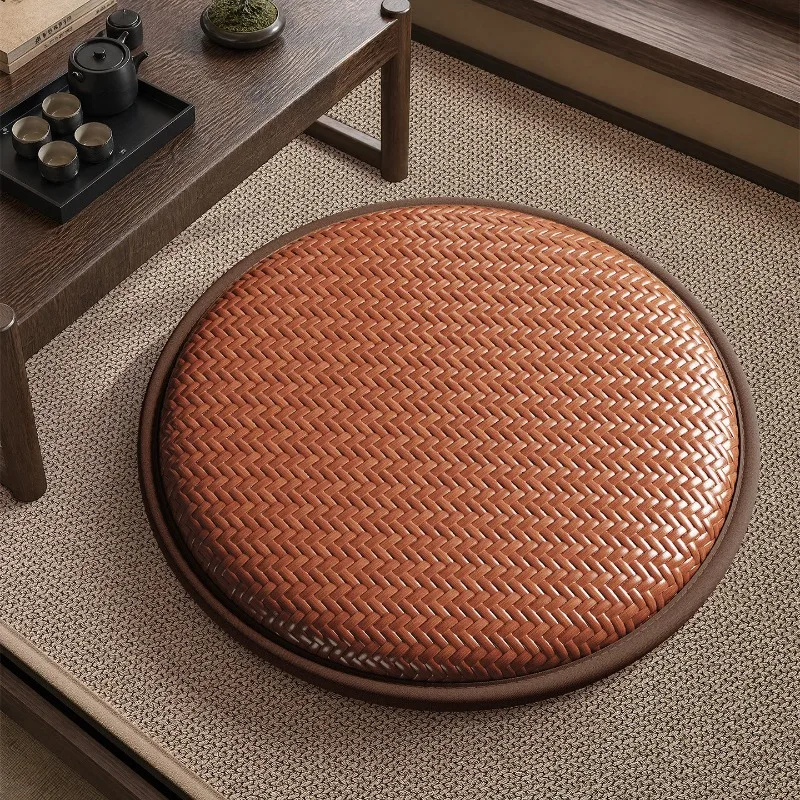 Meditation Mat Yoga Equipment Tatami Futon Seat Cushion Ground Meditation Mat Rattan Woven Cooling Mat Balcony Bay Window Home