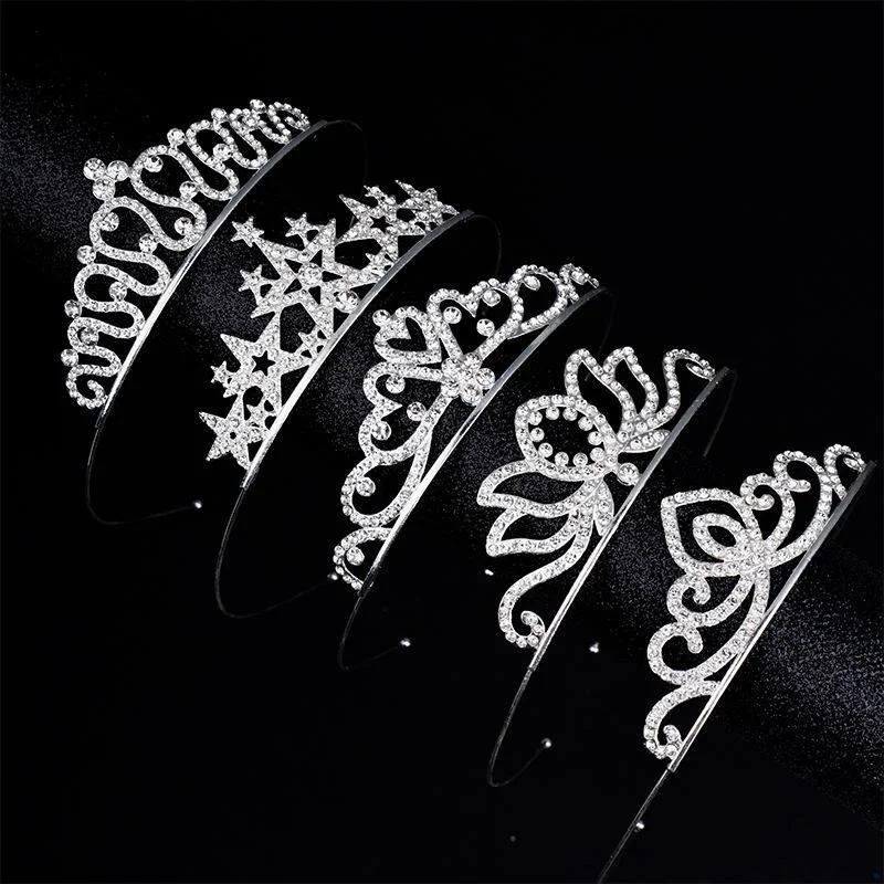 Romantic Princess Crown For Girls Rhinestone Crystal Hair Crowns Queen Headband Bridal Headdress Tiaras Hair Jewelry Accessorie