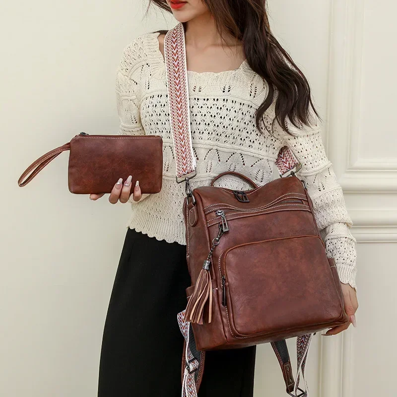 حقيبة ظهر عصرية وخفيفة الوزن للفتيات متعددة الوظائف مع كمبيوتر iPad بسعة كبيرة، ظهر كروس بكتف واحد للنساء