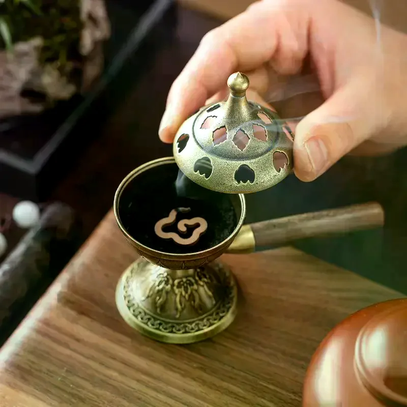 /PFU/Handheld Stove Incense Burner No Sticky Powder Pear Account Incense Pan Fragrance Long-lasting Incense Burner Rotating