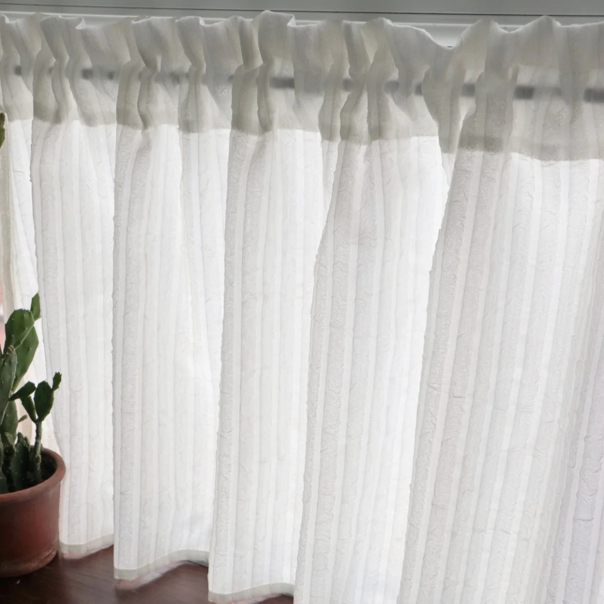 Natural Opaque Bubble Drapes, Minimalist Style French North American Design, Light Filtering Curtains for Living Room & Bedroom