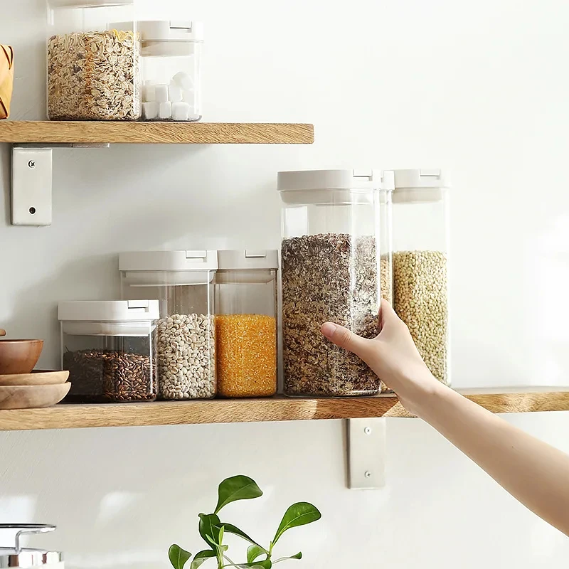 

Large Capacity Sealed Jar Kitchen Cabinet Organizer Grain Soybean Nuts Storage Refrigerator Crisper Strong Plastic Sealed Tank
