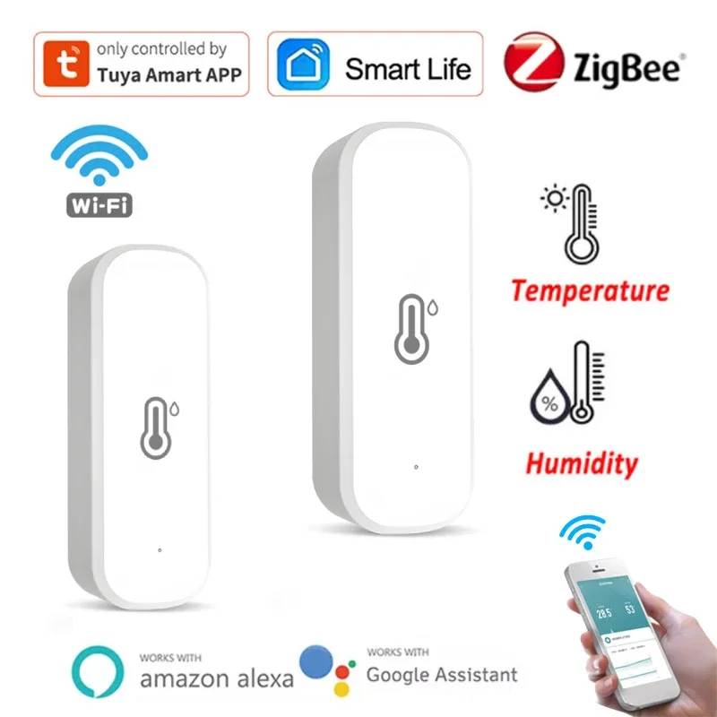 

Wi-Fi/ZigBee Tuya Умный датчик температуры и влажности с питанием от батареи Умный дом работает с Smart Life Alexa Google Home