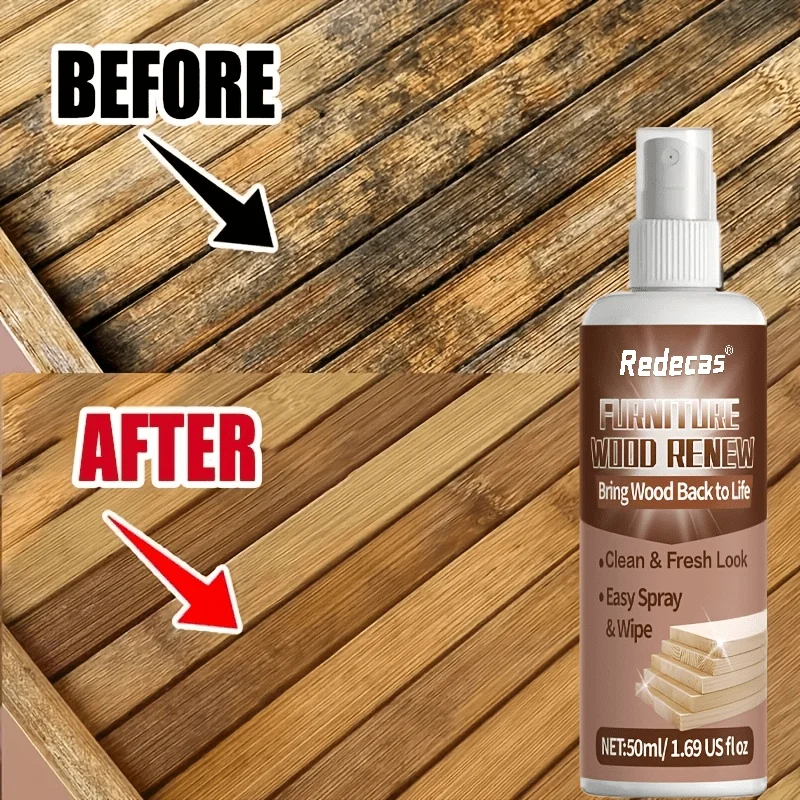 REDECAS 50ml Wood Polish Cleaner, Remove Dark Spots Scratches, Restore Shine for Cabinets Tables Floors
